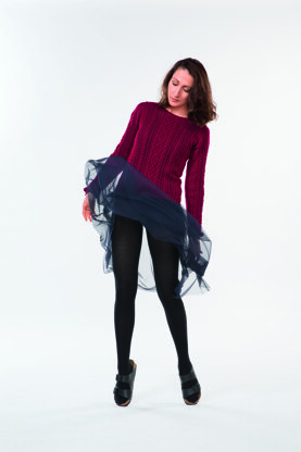 Women Round Neck Lace Sweater in Bergere de France Calinou - 60508-418 - Downloadable PDF