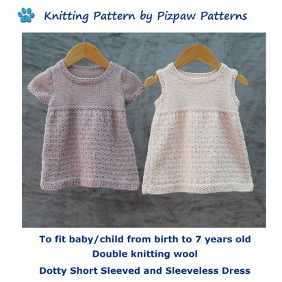 Dotty Short Sleeved and Sleeveless Dress (no 162) - knitting pattern