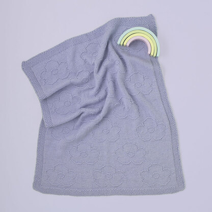 Flower Baby Blanket - Free Knitting Pattern for Babies in Paintbox Yarns Wool Mix Aran