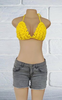 Crochet Ruffle Bikini Top