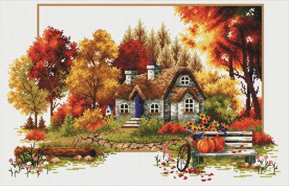 Needleart World Autumn Cottage No-Count Cross Stitch Kit - 48cm x 31cm