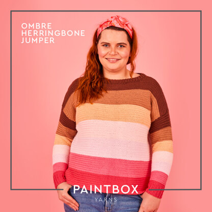 Ombre Herringbone Jumper - Free Jumper Knitting Pattern For Women in Paintbox Yarns Cotton Aran by Paintbox Yarns