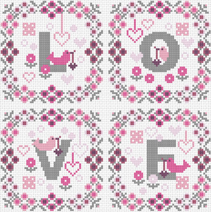 Riverdrift House Love Squares Cross Stitch Kit - 21cm x 21cm