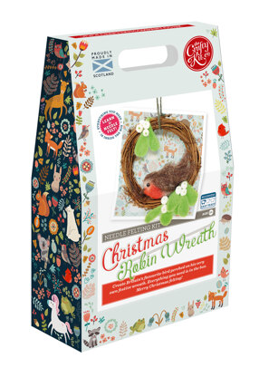 The Crafty Kit Company Christmas Robin Wreath Needle Felting Kit - 20cm