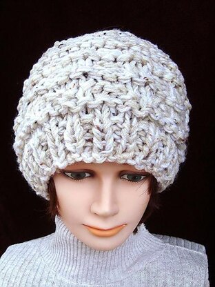730 Weave style knitted beginner hat, beanie, cloche