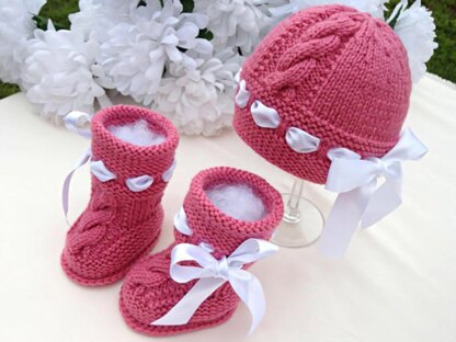 Knitted Baby Hat, Knitted Baby Booties