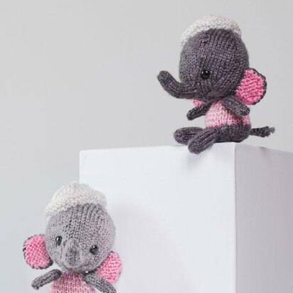 Emily & Edward Knit Elephants in Red Heart Amigurumi - LM6277 - Downloadable PDF