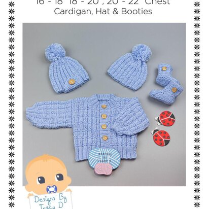 Ollie baby cardigan, hat & booties knitting pattern