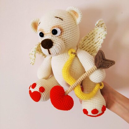 Valentine bear Crochet Pattern, Teddy Amigurumi Pattern, Cupid Bear amigurumi pattern, Heart pattern (English, Deutsch, Français)