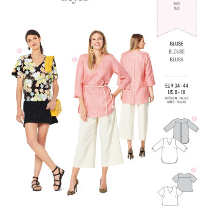 Burda Style Misses' Blouse – Tunic Top – V-Neck – Back Button Fastening B6245 - Paper Pattern, Size 8-18