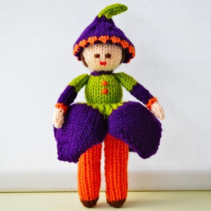 Crocus Flower Doll Knitting Pattern