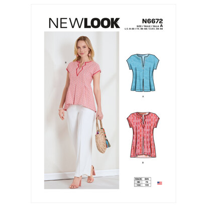 New Look N6672 Misses' Top or Tunic N6672 - Paper Pattern, Size A (8-10-12-14-16-18-20)