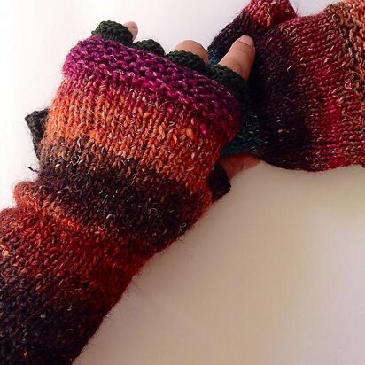 January sunset fingerless gloves