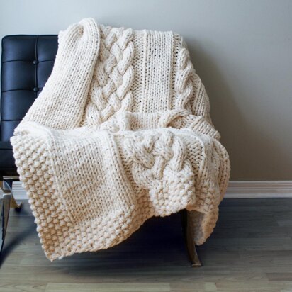Throw Blanket / Rug Super Chunky Double Cable Approximately 49" x 64"