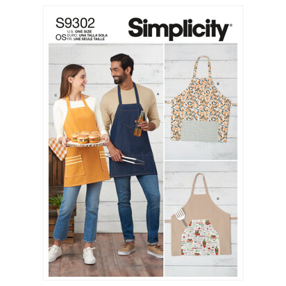 Simplicity Unisex Aprons S9302 - Paper Pattern, Size OS (ONE SIZE)