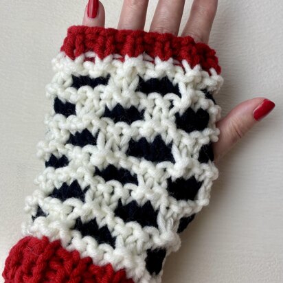 Cruella Inspired Fingerless Mittens