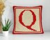 Initial Letter Q Pillow Mini C2C Crochet Pattern Alphabet Name Bordered Cushion