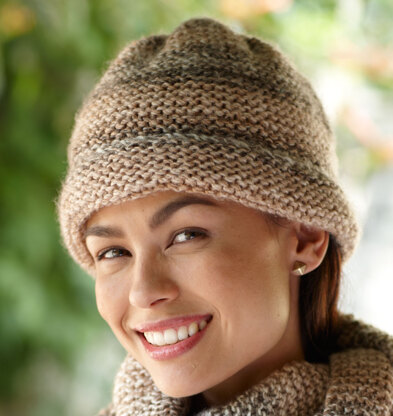 Caramel Swirl Hat in Lion Brand Tweed Stripes - L0470