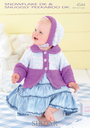 Cardigan and Bonnet in Sirdar Snuggly Snowflake DK and Peekaboo DK - 4544 - Downloadable PDF