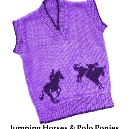 Jumping horses and Polo Ponies sweater - knitting pattern