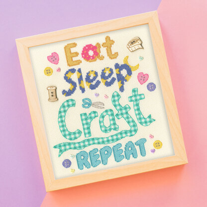 Bothy Threads Eat, Sleep, Craft, Repeat Cross Stitch Kit