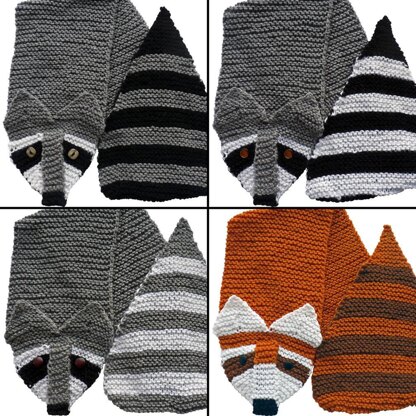 Raccoon & Red Panda Scarves