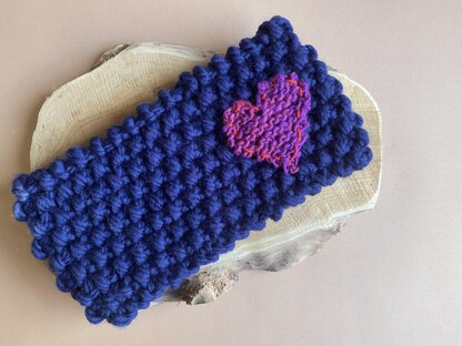 Moss Stitch Headband with Heart