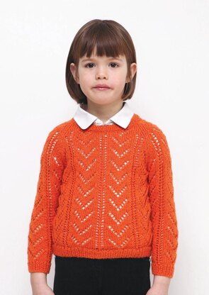 Girls Lacy Sweater in Bergere de France Ideal - 60508-441 - Downloadable PDF