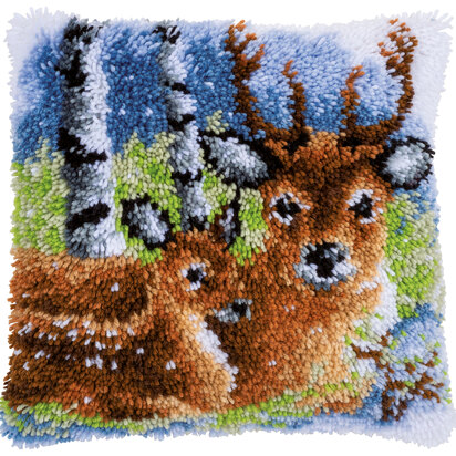 Knüpfkissenpackung Hirsch im Schnee
