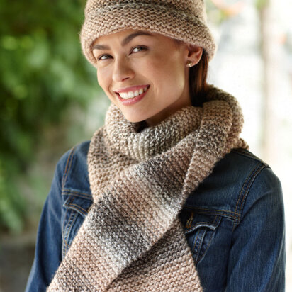 Caramel Candy Scarf in Lion Brand Tweed Stripes - L0469