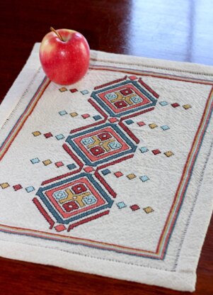 Avlea Folk Embroidery Etruscan Diamonds Table Mat - Downloadable PDF