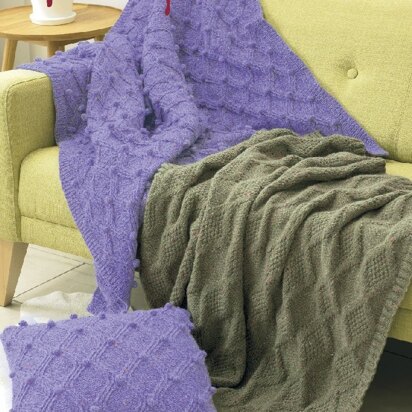 Blankets in Hayfield Bonus Aran Tweed with Wool - 7792- Downloadable PDF