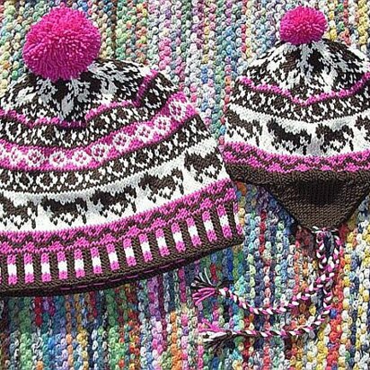 Mom & baby love horses beanie set - knitting pattern