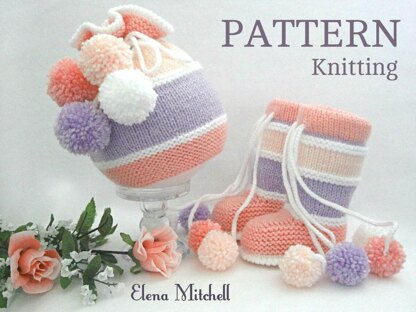 Knitted Baby Hat Baby Shoes PATTERN Baby Boy Baby Girl