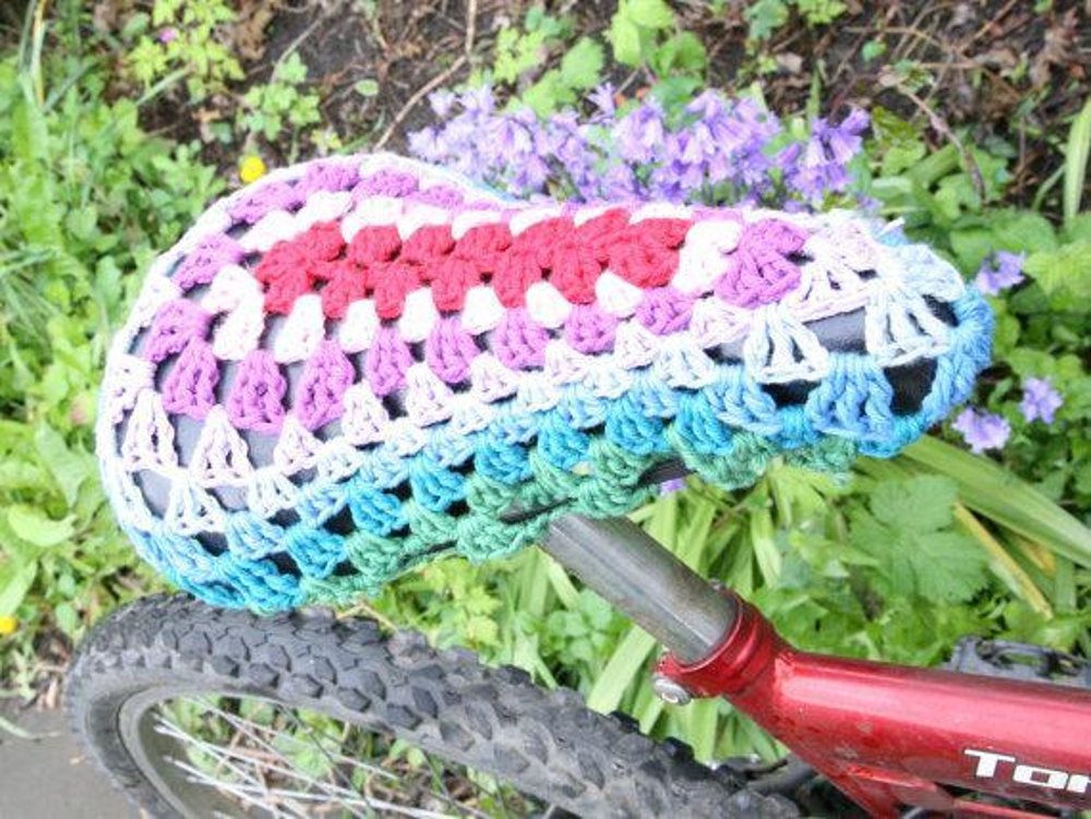 Crochet bike store seat cover