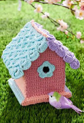 Yarn-Bombed Birdhouse in Lily Sugar 'n Cream Solids