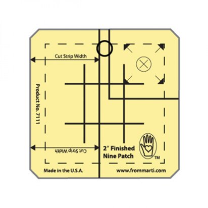 Marti Michell 2in Nine Patch Ruler Amber Acrylic Etch Quilting Template