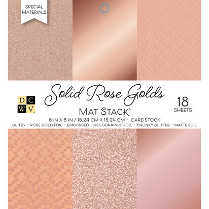 American Crafts DCWV Single-Sided Cardstock Stack 6"X6" 18/Pkg - Solid Rose Golds, 6 Designs/3 Each