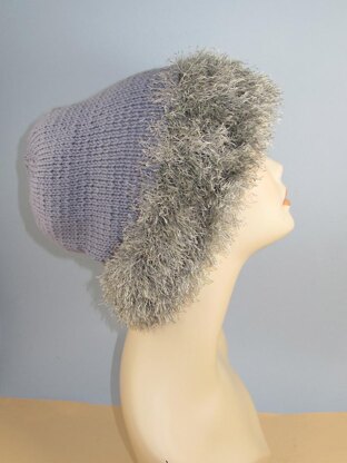 Faux Fun Fur Trim Slouch Hat