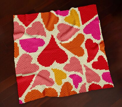 Valentine's Day Hearts Blanket Baby Shower Throw C2C CROCHET PATTERN