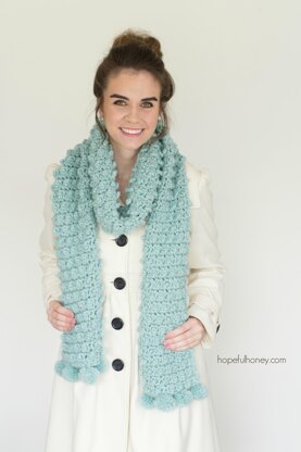 Snowbird Picot Pompom Scarf