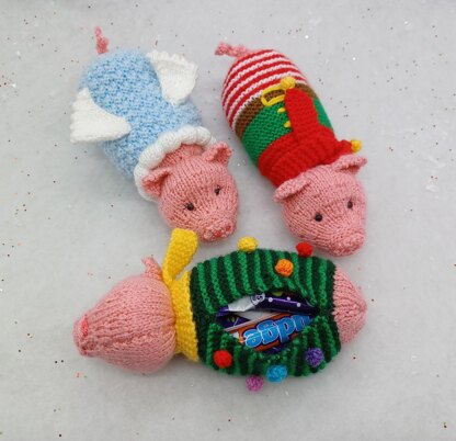 PDF Knitting Pattern DK Pigs in Blankets Christmas Decoration Gift Bag Toy Gift Charity knit EASY Christmas Eve Box Chocolate Selection Box