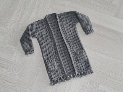 Childs Long Cardigan Crochet Pattern (Age 2-10)