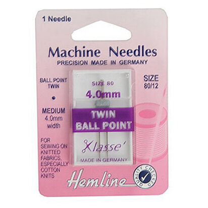 Hemline Machine Needles: Twin Universal - Ballpoint