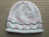 White Hat with Pink Flowers for a Girl in Sizes 6 months and 2-4 years