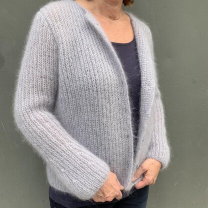 Strickanleitung Strickjacke Mohair-Strickjacke in Halbpatent, Cardigan