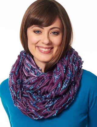 Arm Knit Cowl in Bernat Soft Boucle, Softee Chunky and Bargello - Downloadable PDF