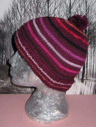 Small Stripe Bobble Beanie Hat