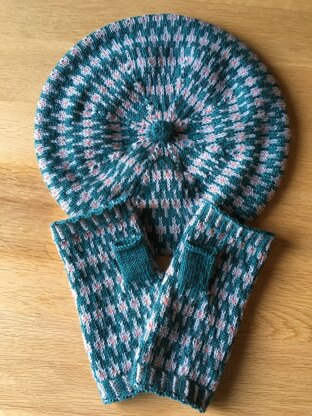 Fair Isle beret and mitts