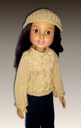 Aran cabled pullover fits BFC, Ink Dolls and 18 inch slim dolls